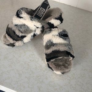 Ugg slippers. Grey white and black